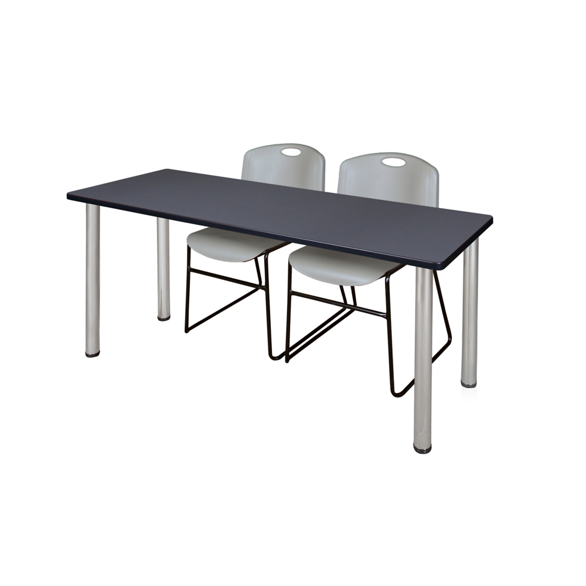 Regency Kee Training Table and Zeng Chairs Set — 60in. x 24in., Grey Top, Chrome Legs, 2 Grey Chairs, Model# MT6024GYBPCM44GY